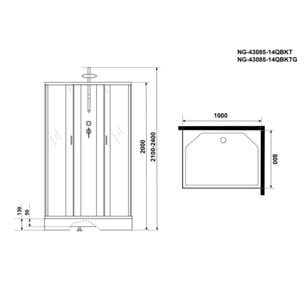 Душевая кабина Niagara Classic 100х80 Хром / Матовое NG-43085-14QBKT Душевая кабина Niagara Classic 100х80 Хром / Матовое NG-43085-14QBKT — изображение 4