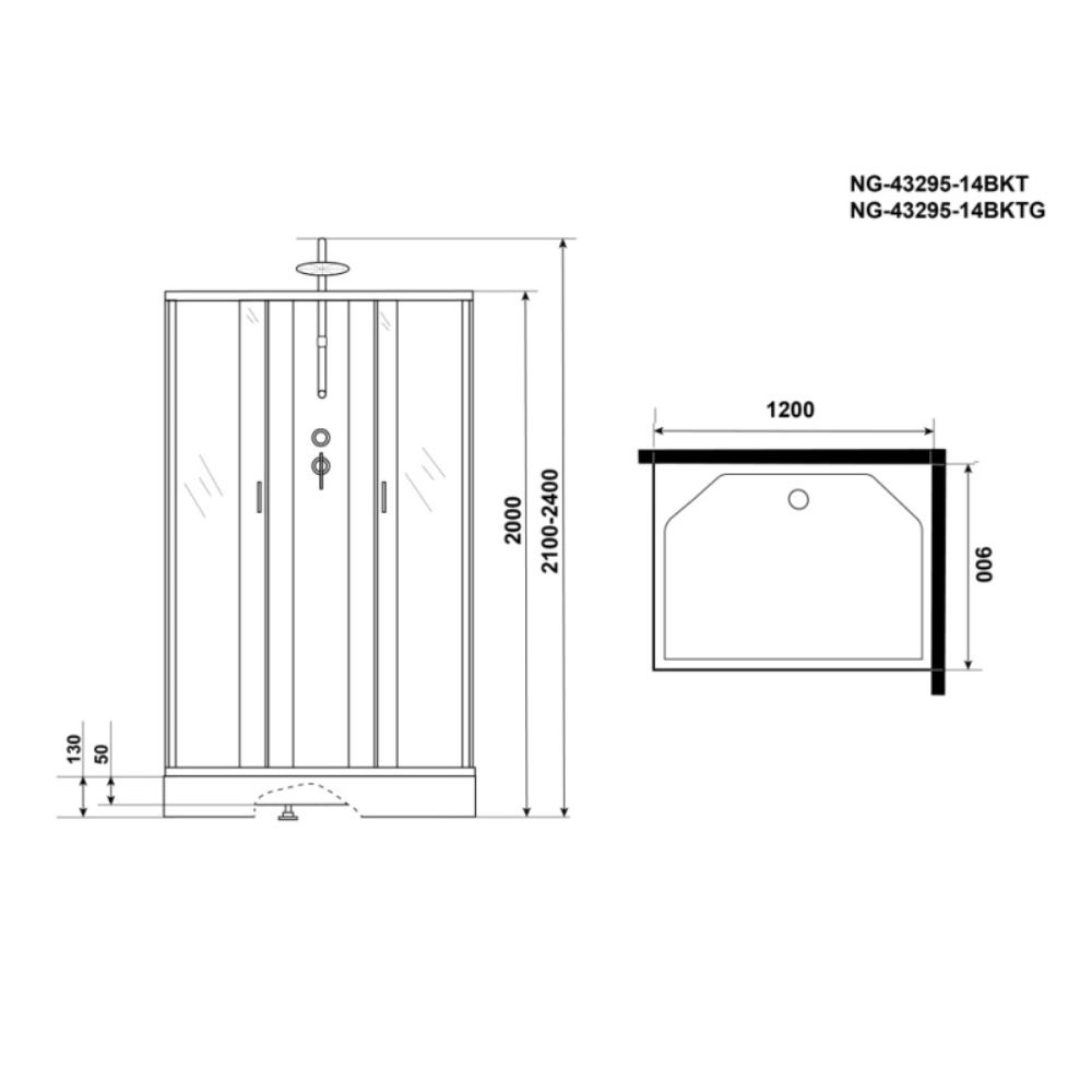 Душевая кабина Niagara Classic 120х90 Хром / Матовое NG-43295-14QBKT Душевая кабина Niagara Classic 120х90 Хром / Матовое NG-43295-14QBKT — изображение 4