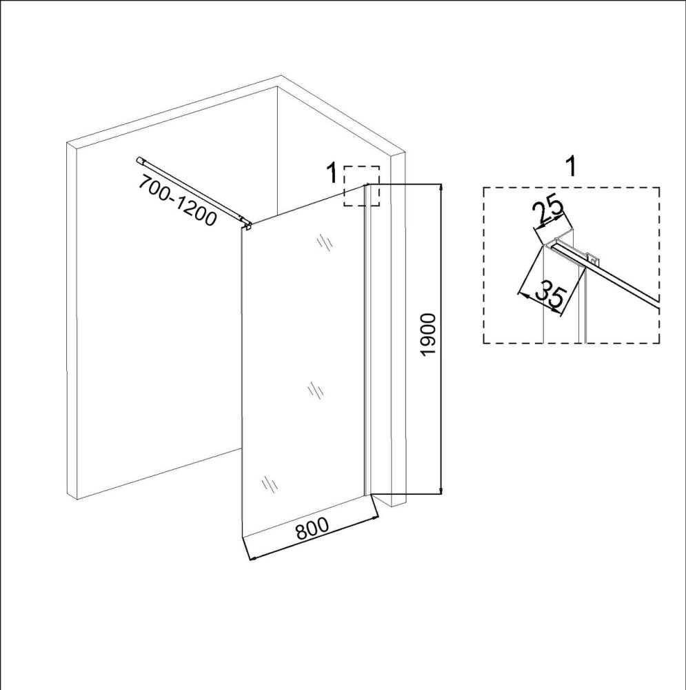 Душевая перегородка Niagara Eco 80 Черный / Прозрачное NG-552-80BLACK Душевая перегородка Niagara Eco 80 Черный / Прозрачное NG-552-80BLACK — изображение 5