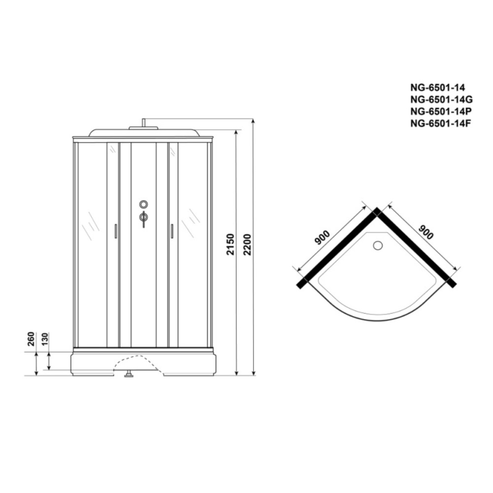Душевая кабина Niagara Classic 90х90 Черный / Тонированное NG-6501-14F Душевая кабина Niagara Classic 90х90 Черный / Тонированное NG-6501-14F — изображение 4