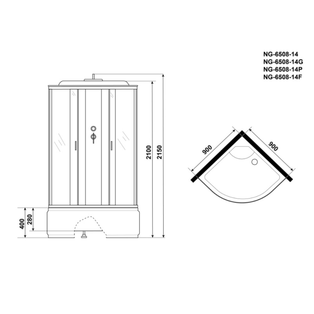 Душевая кабина Niagara Classic 90х90 Черный / Тонированное NG-6508-14F Душевая кабина Niagara Classic 90х90 Черный / Тонированное NG-6508-14F — изображение 4