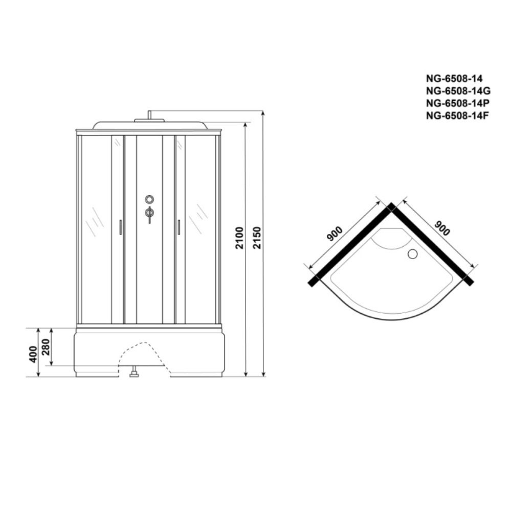 Душевая кабина Niagara Classic 90х90 Черный / Тонированное NG-6508-14P Душевая кабина Niagara Classic 90х90 Черный / Тонированное NG-6508-14P — изображение 4