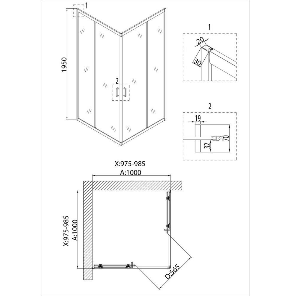 Душевой уголок Niagara Nova 100х100 Хром / Прозрачное NG-6609-08 Душевой уголок Niagara Nova 100х100 Хром / Прозрачное NG-6609-08 — изображение 5