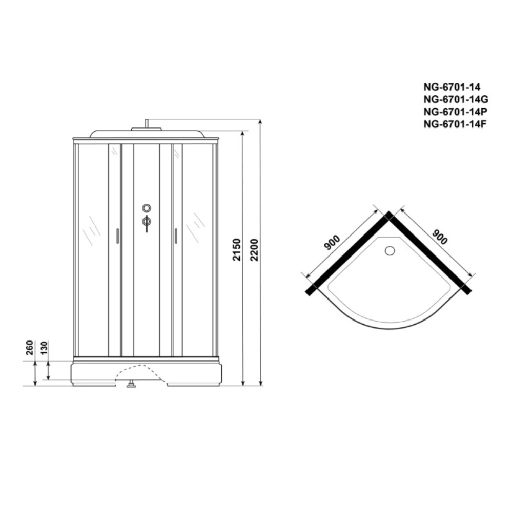 Душевая кабина Niagara Classic 90х90 Черный / Прозрачное NG-6701-14 Душевая кабина Niagara Classic 90х90 Черный / Прозрачное NG-6701-14 — изображение 4