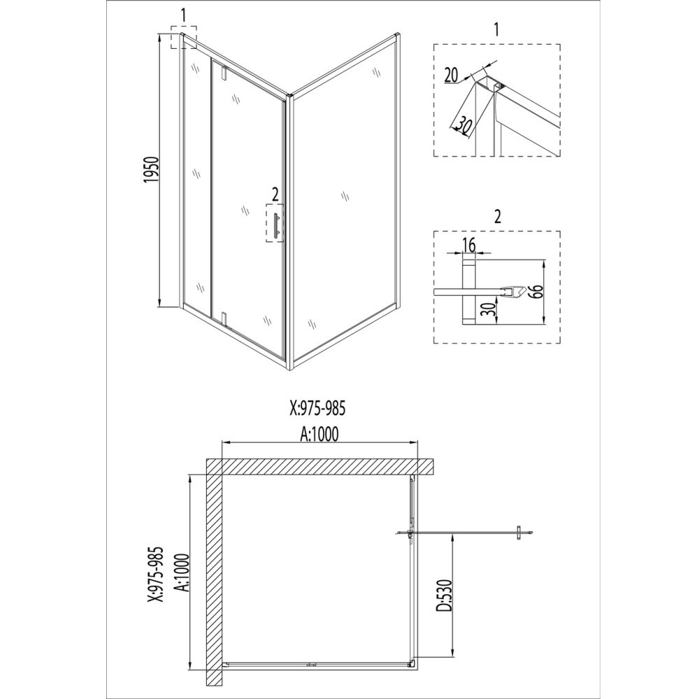 Душевой уголок Niagara Nova 100х100 Черный / Прозрачное NG-6802-08BLACK Душевой уголок Niagara Nova 100х100 Черный / Прозрачное NG-6802-08BLACK — изображение 5