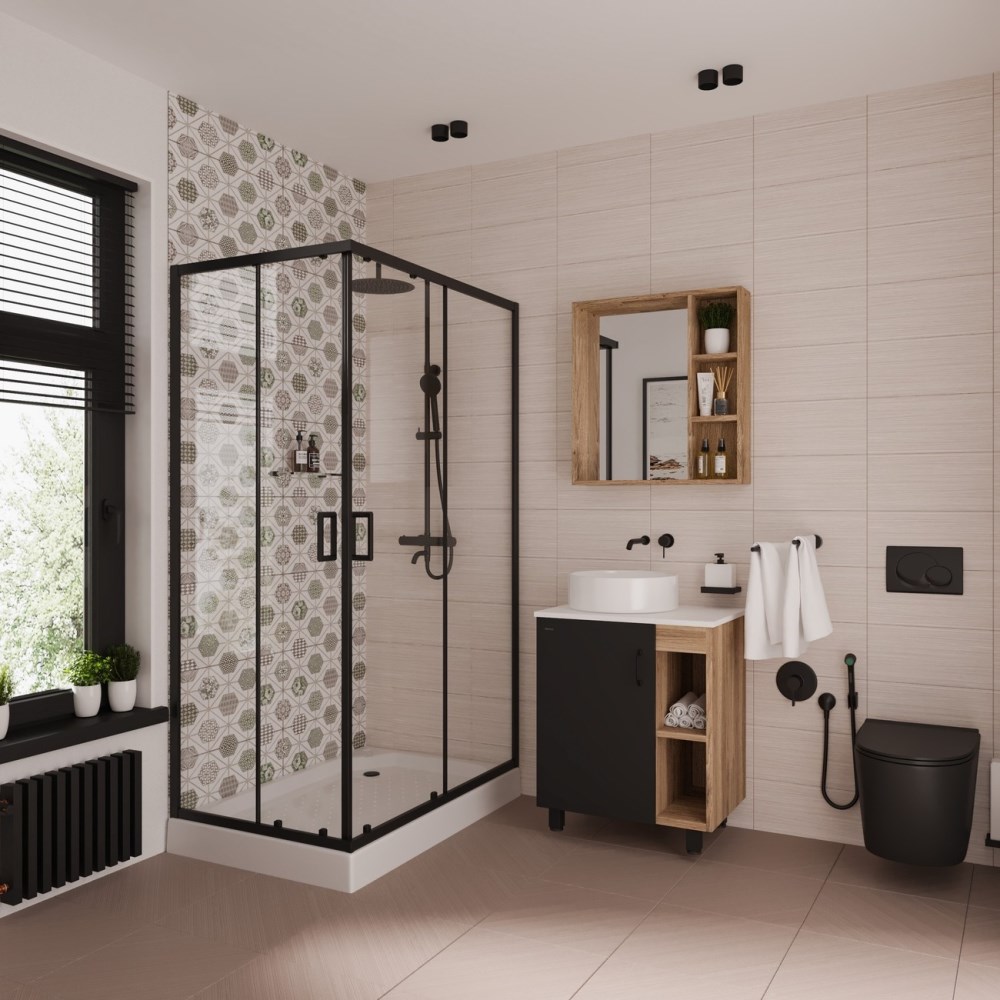 Душевой уголок Niagara Nova 100х80 Черный / Прозрачное NG-6881-08BLACK Душевой уголок Niagara Nova 100х80 Черный / Прозрачное NG-6881-08BLACK — изображение 2