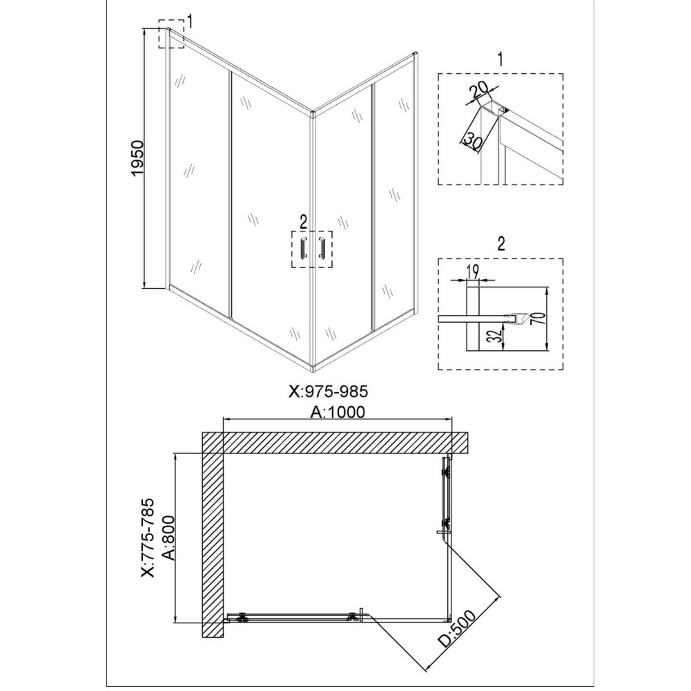 Душевой уголок Niagara Nova 100х80 Черный / Прозрачное NG-6881-08BLACK Душевой уголок Niagara Nova 100х80 Черный / Прозрачное NG-6881-08BLACK — изображение 3