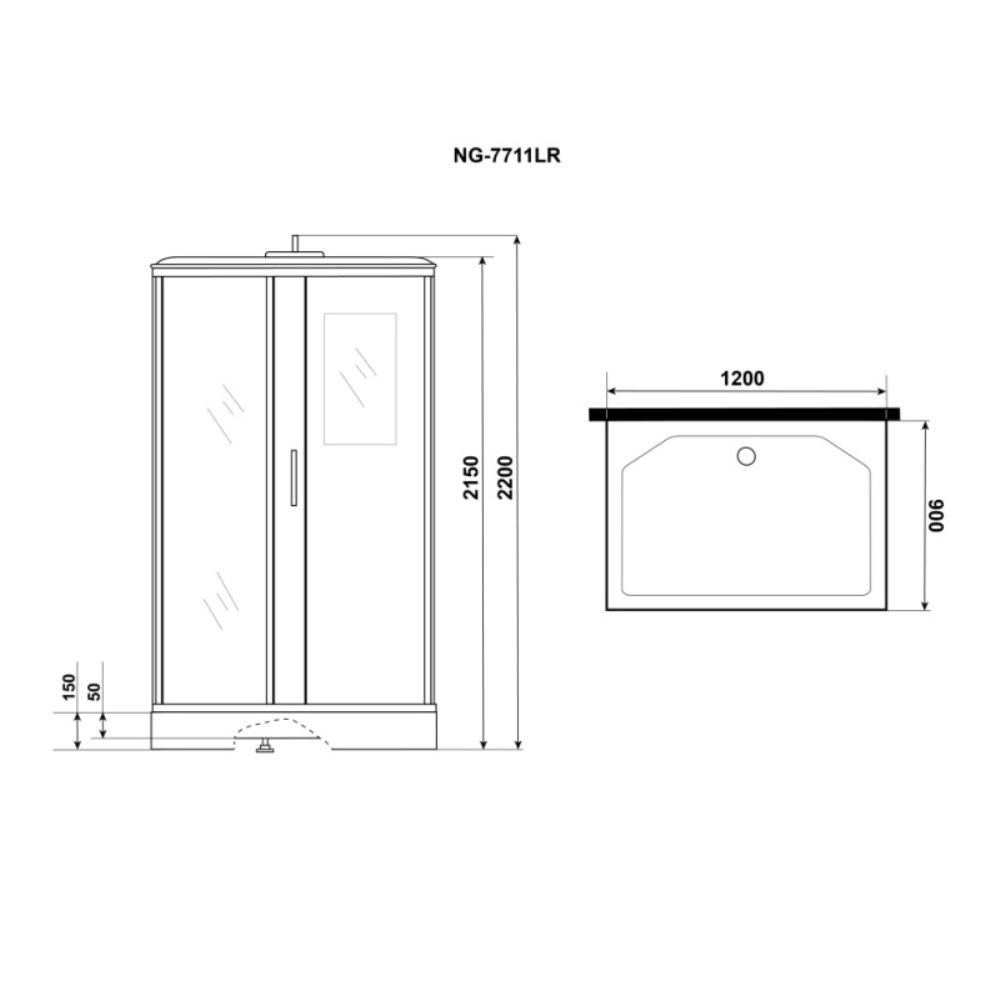 Душевая кабина Niagara Luxe 120х90 правая Золото / Прозрачное NG-7711GR Душевая кабина Niagara Luxe 120х90 правая Золото / Прозрачное NG-7711GR — изображение 4