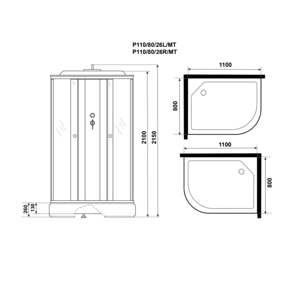 Душевая кабина Niagara Promo 110х80 правая Белый / Матовое Душевая кабина Niagara Promo 110х80 правая Белый / Матовое — изображение 4