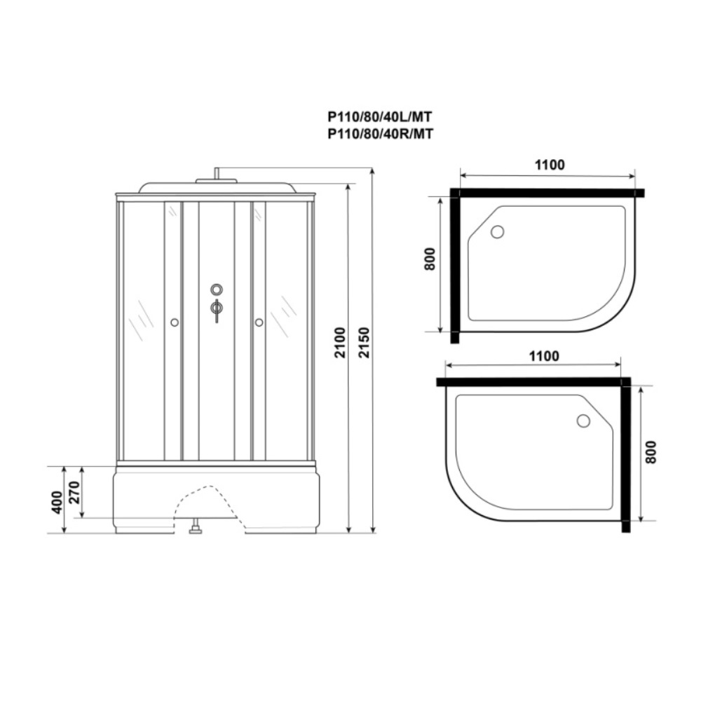 Душевая кабина Niagara Promo 110х80 правая Белый / Матовое Душевая кабина Niagara Promo 110х80 правая Белый / Матовое — изображение 4