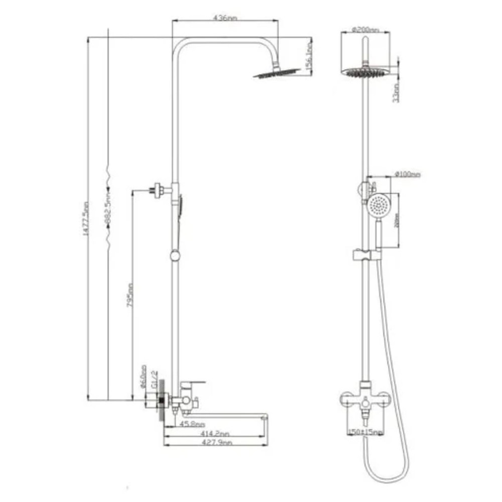 Душевая система Potato P3530 с изливом Сатин P35303S Душевая система Potato P3530 с изливом Сатин P35303S — изображение 2