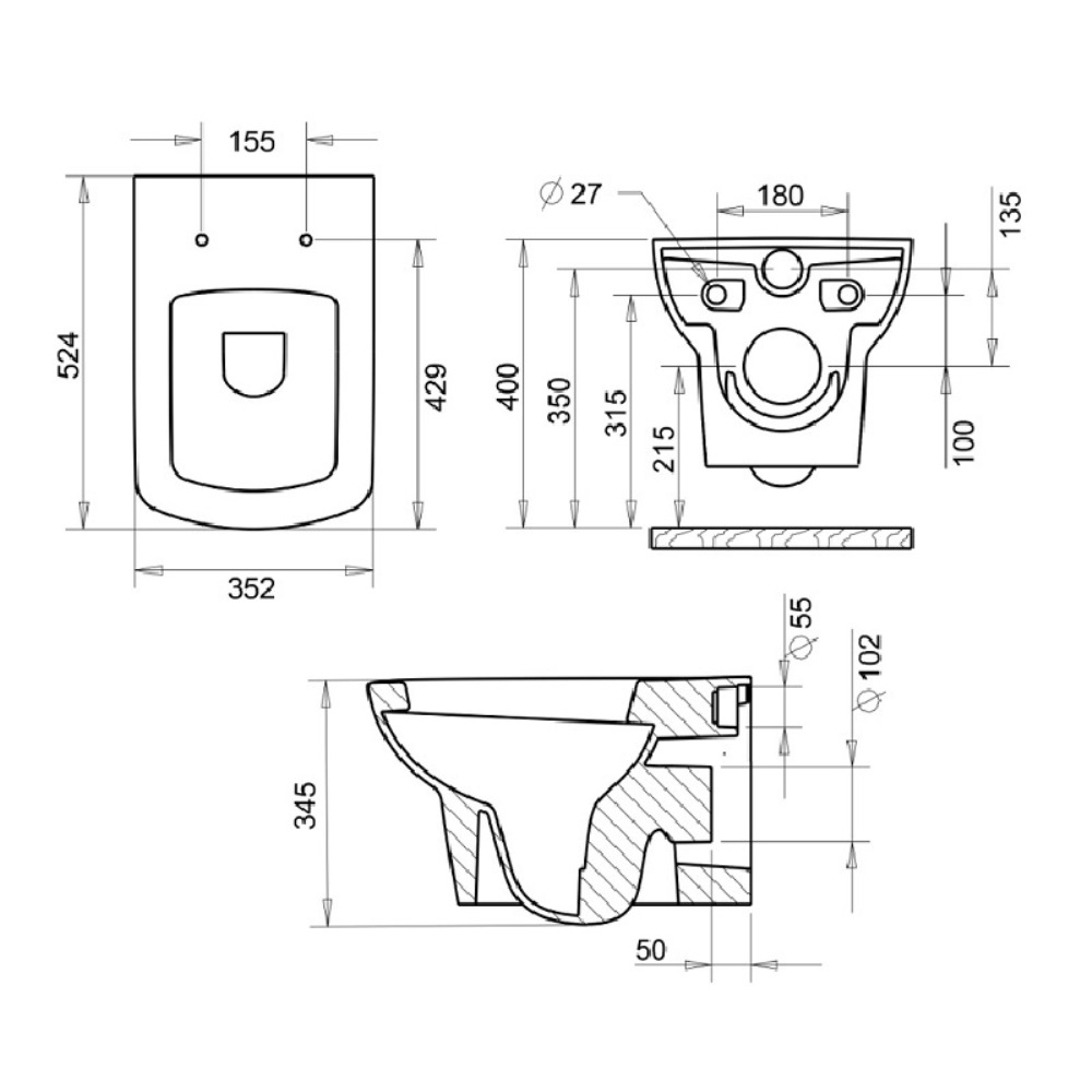 Унитаз подвесной Turavit Plaza с сиденьем Белый PLZ1710+0403/2100 Унитаз подвесной Turavit Plaza с сиденьем Белый PLZ1710+0403/2100 — изображение 3
