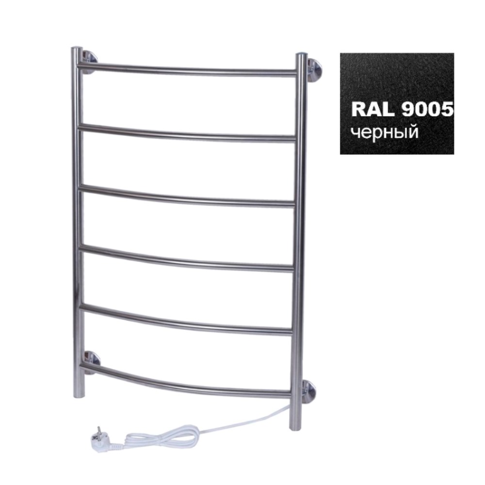 Полотенцесушитель электрический Тера Ребро 50х80 кнопка включения, телескоп.держатели Черный матовый ПСК-10-03ч Полотенцесушитель электрический Тера Ребро 50х80 кнопка включения, телескоп.держатели Черный матовый ПСК-10-03ч