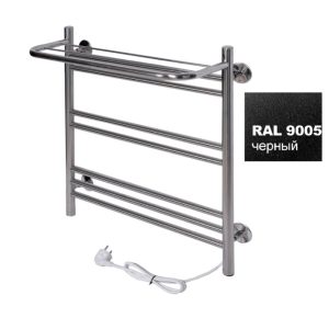 Полотенцесушитель электрический Тера Богема 50х60 кнопка включения, телескоп.держатели Черный матовый ПСК-14-05ч