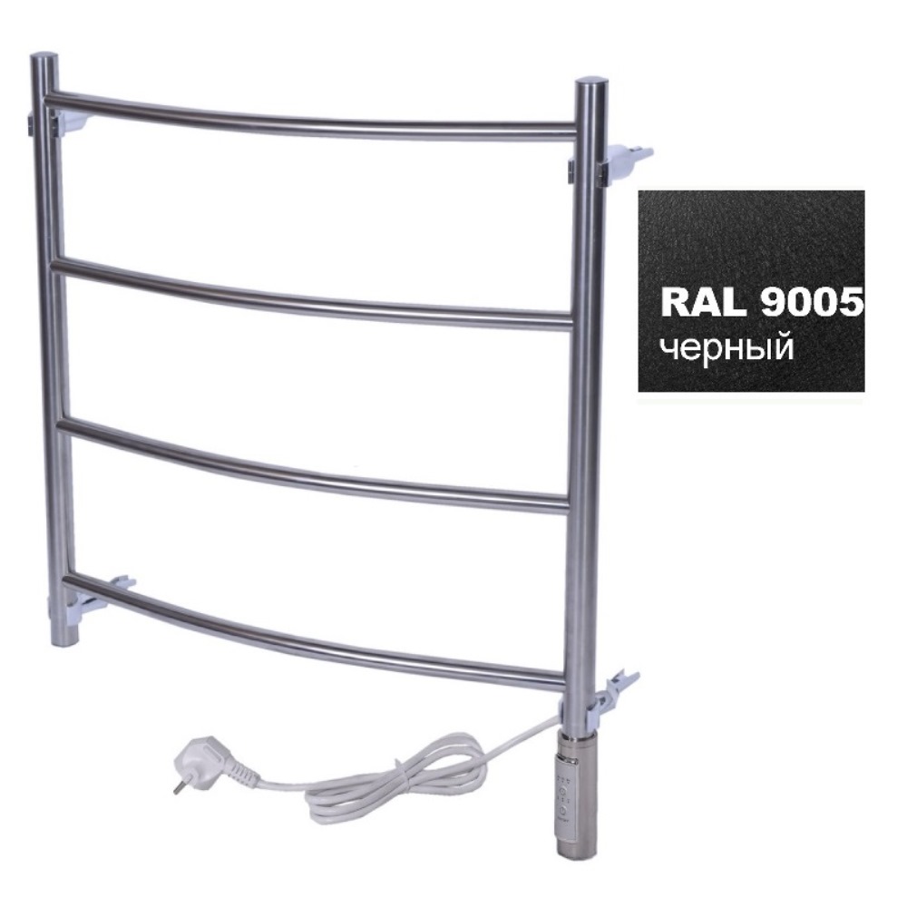 Полотенцесушитель электрический Тера Ребро 50х60 ПСН диммер Черный матовый ПСН-10-02дч Полотенцесушитель электрический Тера Ребро 50х60 ПСН диммер Черный матовый ПСН-10-02дч