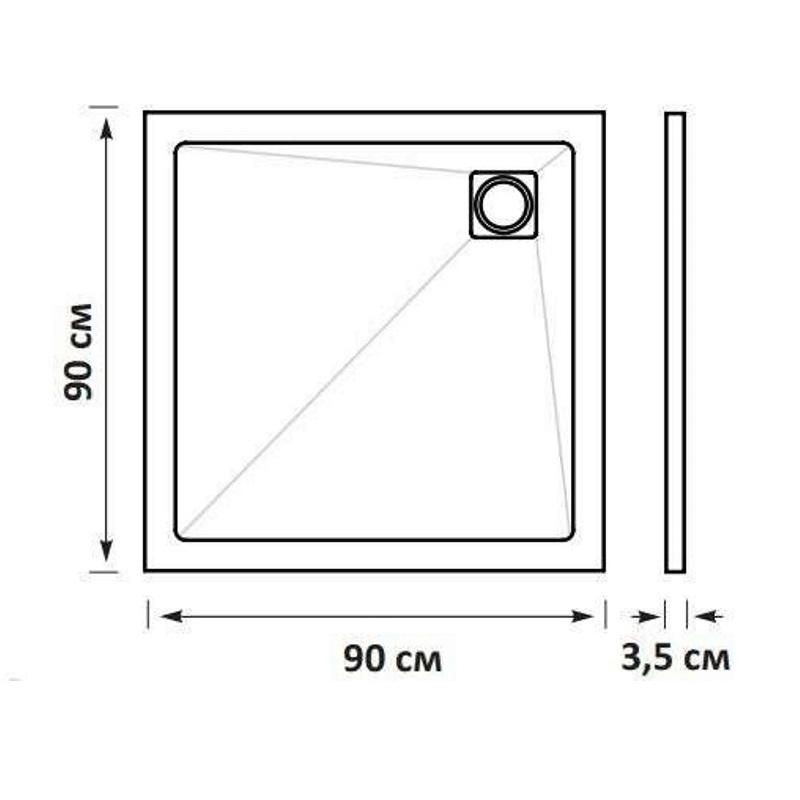 Душевой поддон Taliente PTA-ST 90х90 Черный матовый PTA-ST-90B Душевой поддон Taliente PTA-ST 90х90 Черный матовый PTA-ST-90B — изображение 3