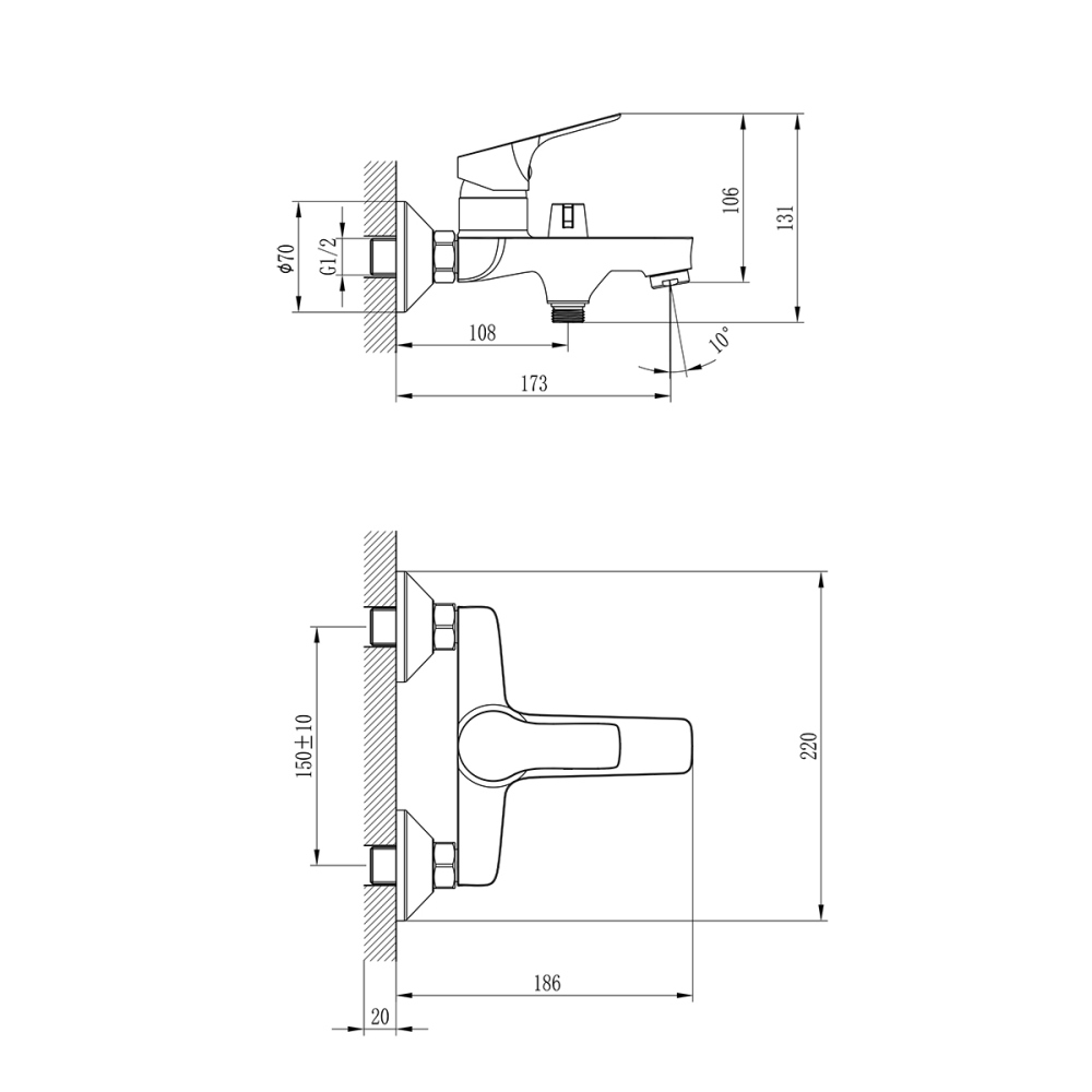 Смеситель для ванны Rossinka RS29 Хром глянцевый RS29-31 Смеситель для ванны Rossinka RS29 Хром глянцевый RS29-31 — изображение 2