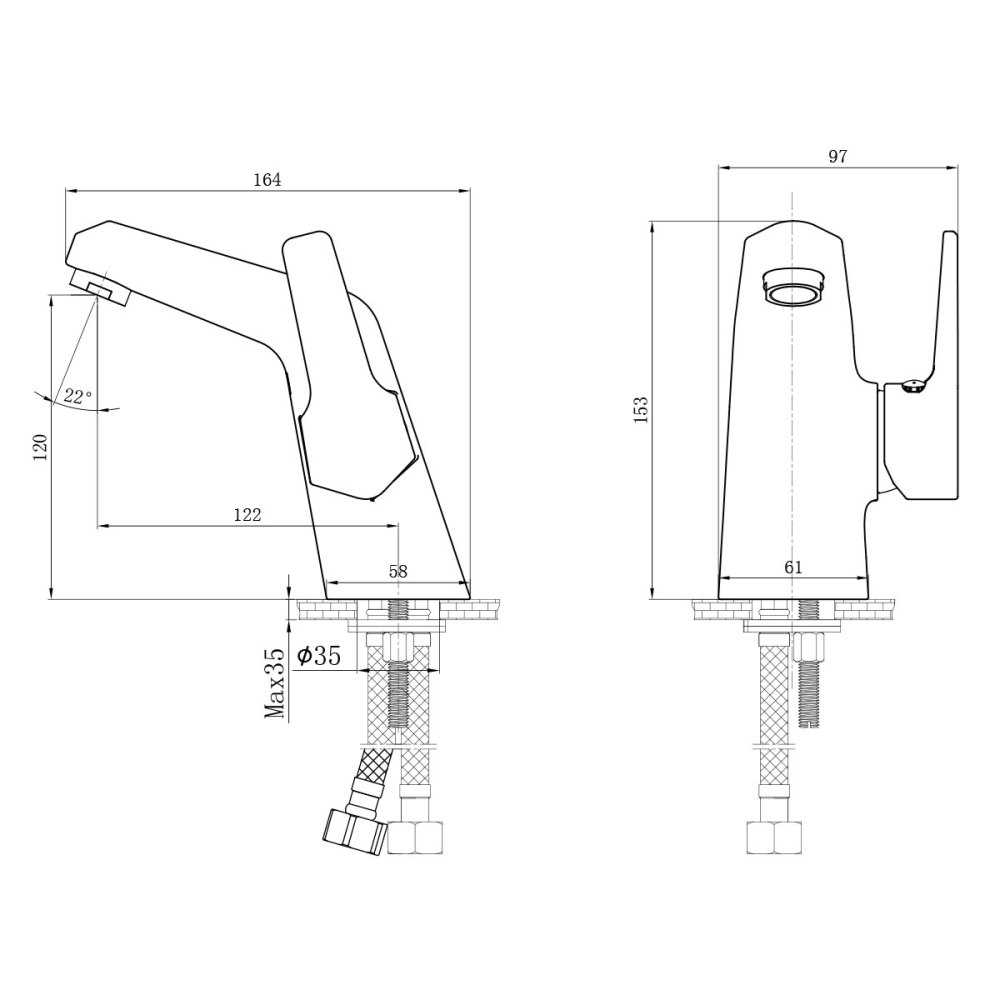 Смеситель для раковины Rossinka RS 44 Хром глянцевый RS44-11 Смеситель для раковины Rossinka RS 44 Хром глянцевый RS44-11 — изображение 2