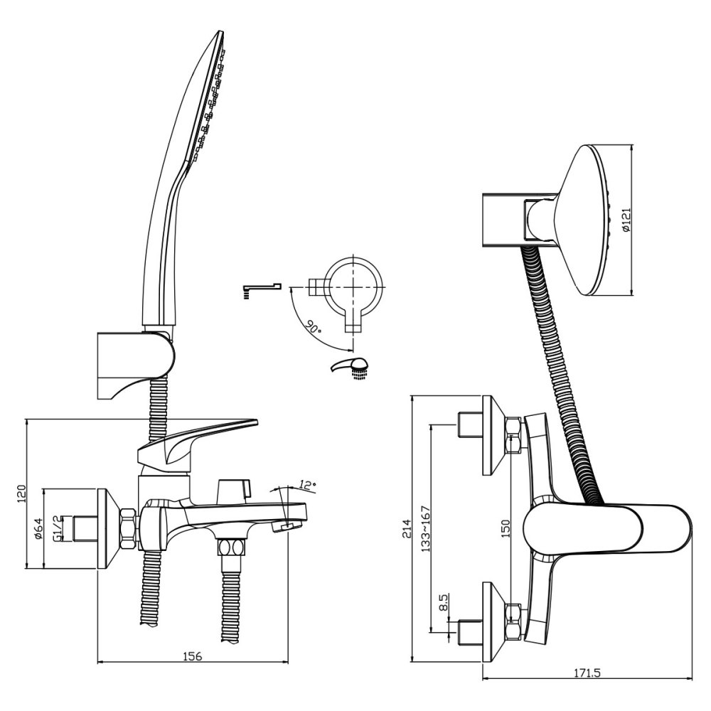 Смеситель для ванны Rossinka RS 45 Хром глянцевый RS45-30 Смеситель для ванны Rossinka RS 45 Хром глянцевый RS45-30 — изображение 2