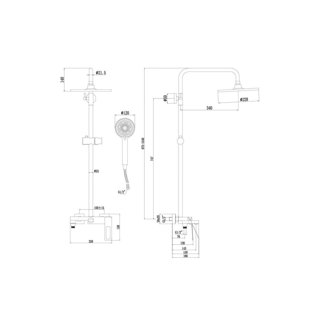 Душевая система Savol S90 с изливом Графит S-009045Q Душевая система Savol S90 с изливом Графит S-009045Q — изображение 2