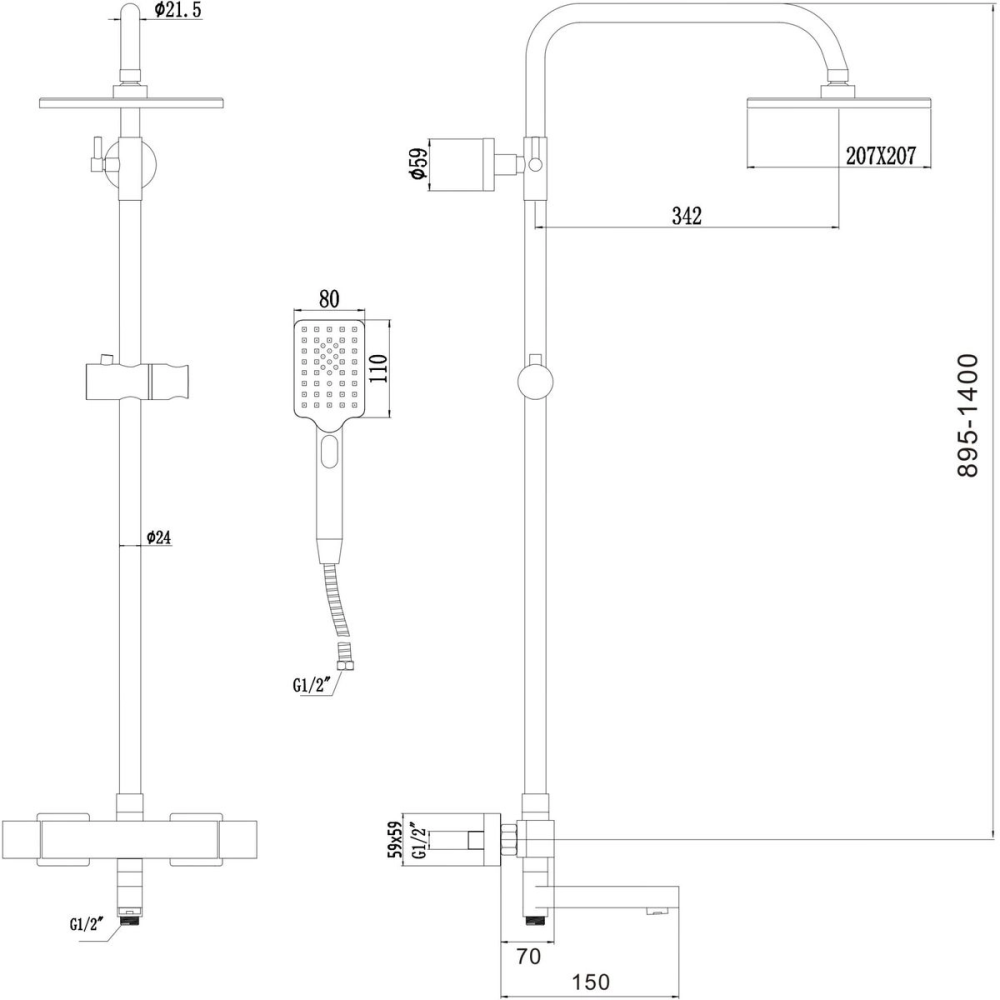 Душевая система Savol S-90 с изливом Хром глянцевый S-GR90C1-A Душевая система Savol S-90 с изливом Хром глянцевый S-GR90C1-A — изображение 2
