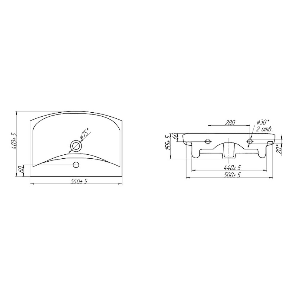 Раковина подвесная Cersanit Carina 55 Белый глянцевый S-UM-CAR55/1-w Раковина подвесная Cersanit Carina 55 Белый глянцевый S-UM-CAR55/1-w — изображение 4