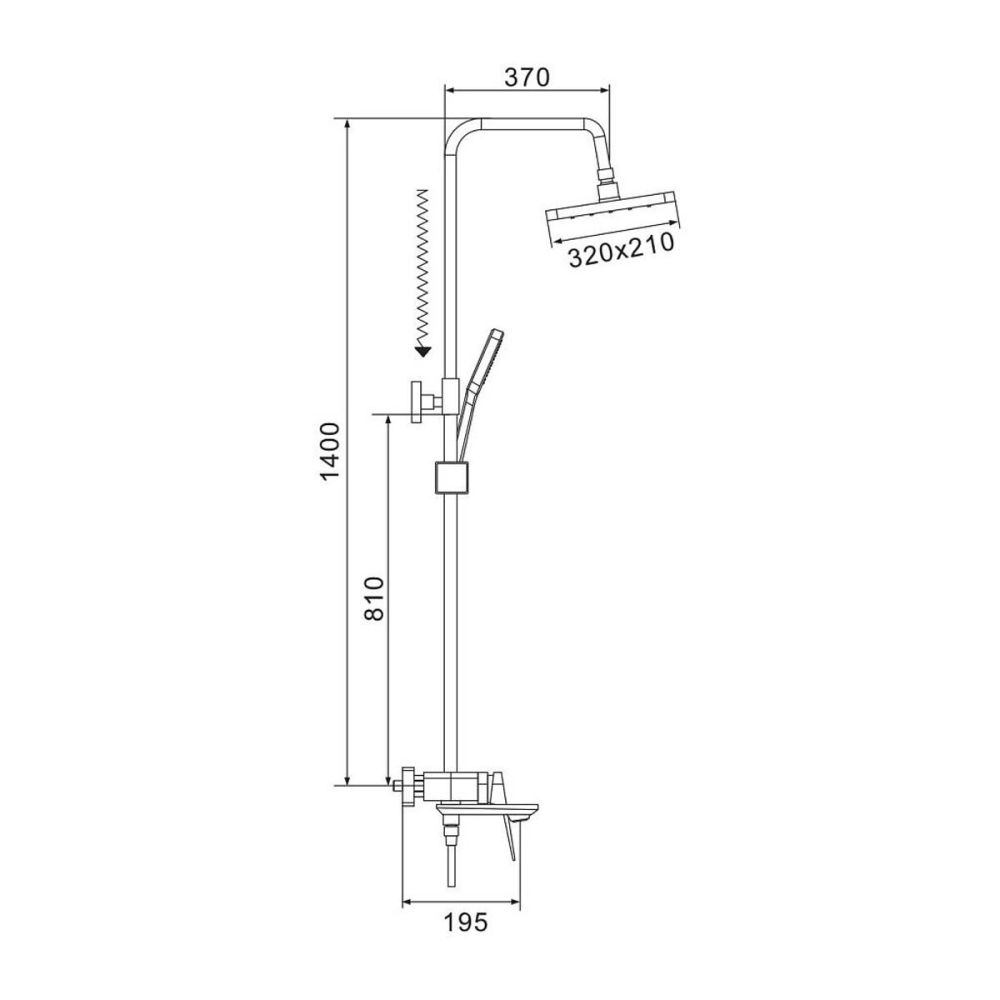 Душевая система Shevanik S42 с изливом Черный матовый S4226H Душевая система Shevanik S42 с изливом Черный матовый S4226H — изображение 4
