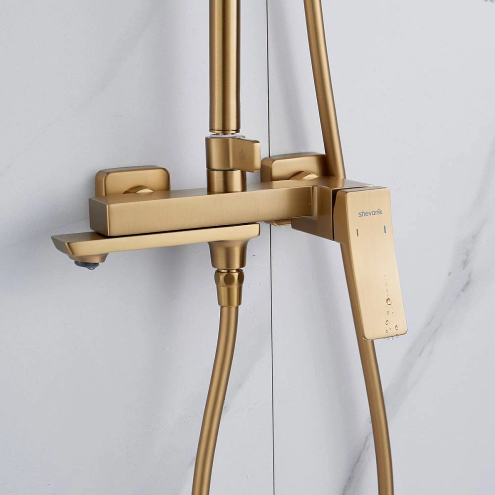 Душевая система Shevanik S44 с изливом Золото матовое S4436G Душевая система Shevanik S44 с изливом Золото матовое S4436G — изображение 4