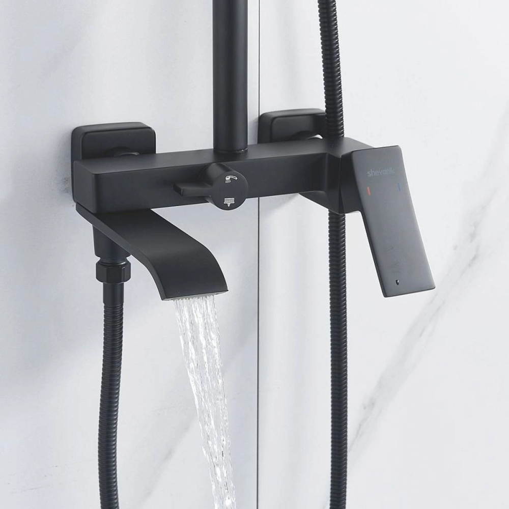 Душевая система Shevanik S44 с изливом Черный матовый S4436H Душевая система Shevanik S44 с изливом Черный матовый S4436H — изображение 3