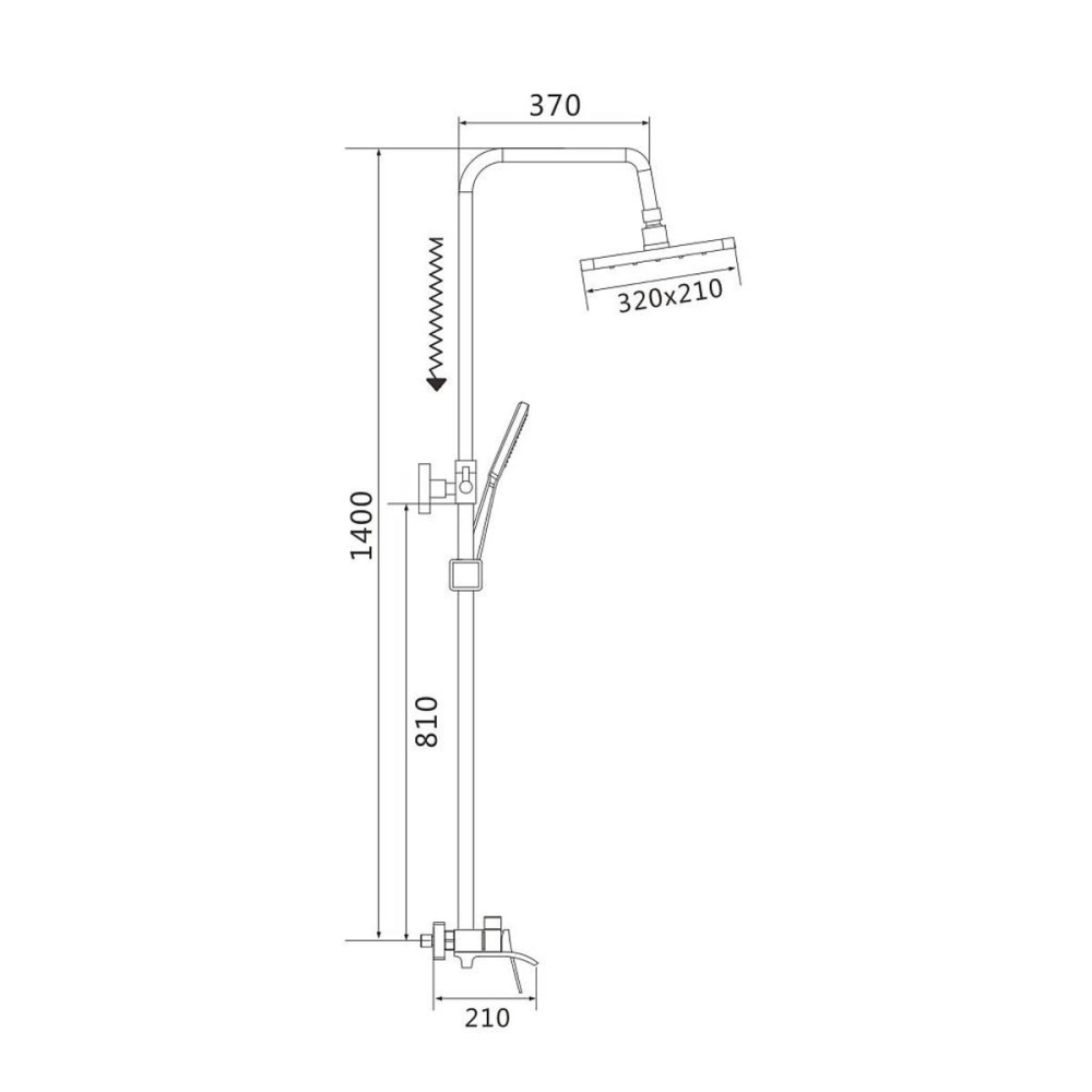 Душевая система Shevanik S44 с изливом Черный матовый S4436H Душевая система Shevanik S44 с изливом Черный матовый S4436H — изображение 4