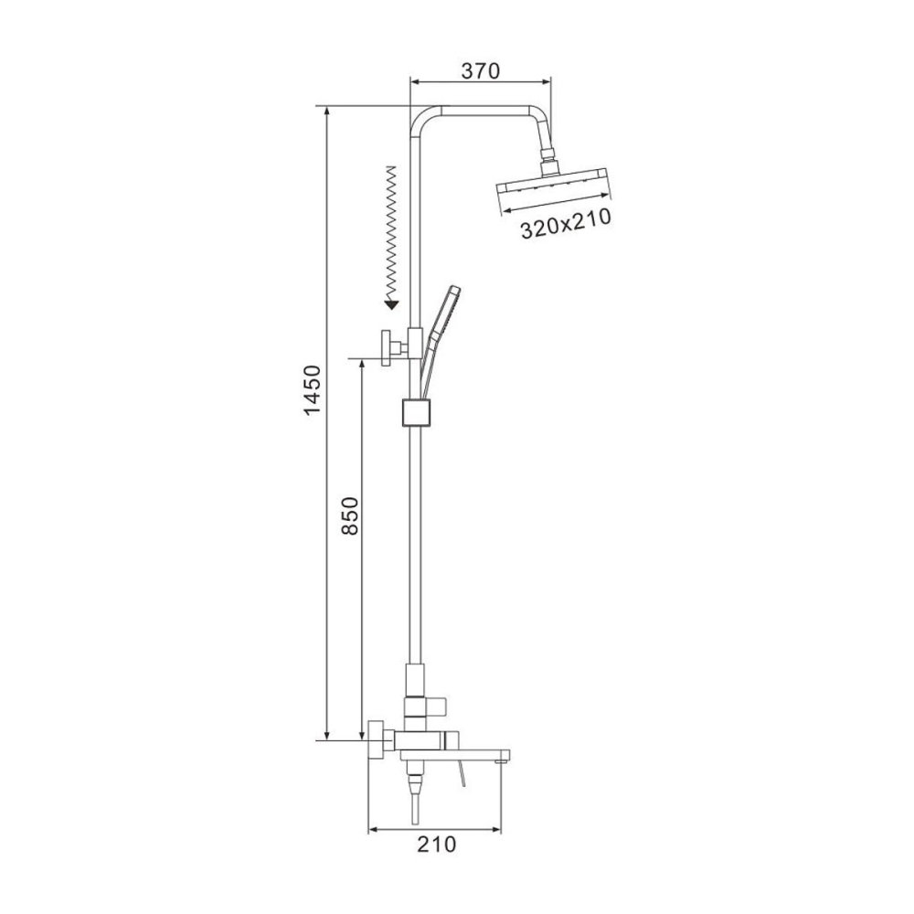 Душевая система Shevanik S45 с изливом Черный матовый S4536H Душевая система Shevanik S45 с изливом Черный матовый S4536H — изображение 5