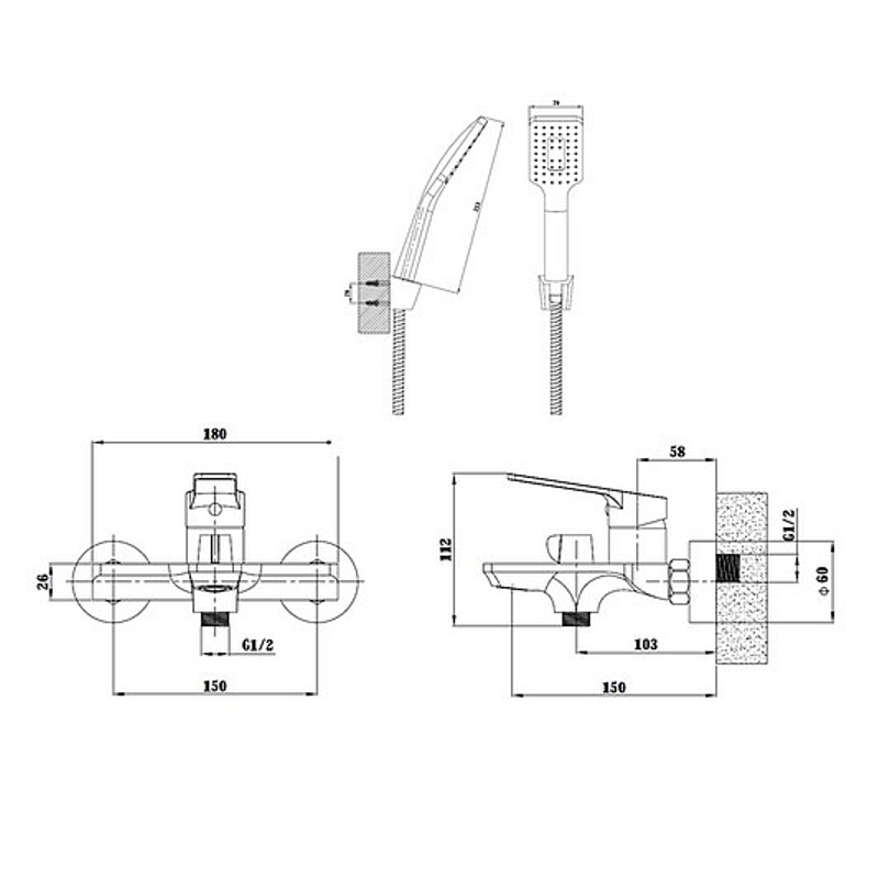 Смеситель для ванны Esko Singapore Сатин SB 54 S Смеситель для ванны Esko Singapore Сатин SB 54 S — изображение 2
