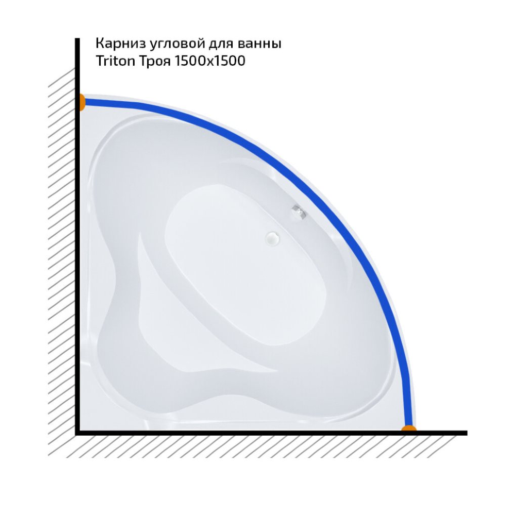 Карниз для ванны Triton Троя 150х150 Хром Щ0000052871 Карниз для ванны Triton Троя 150х150 Хром Щ0000052871 — изображение 2