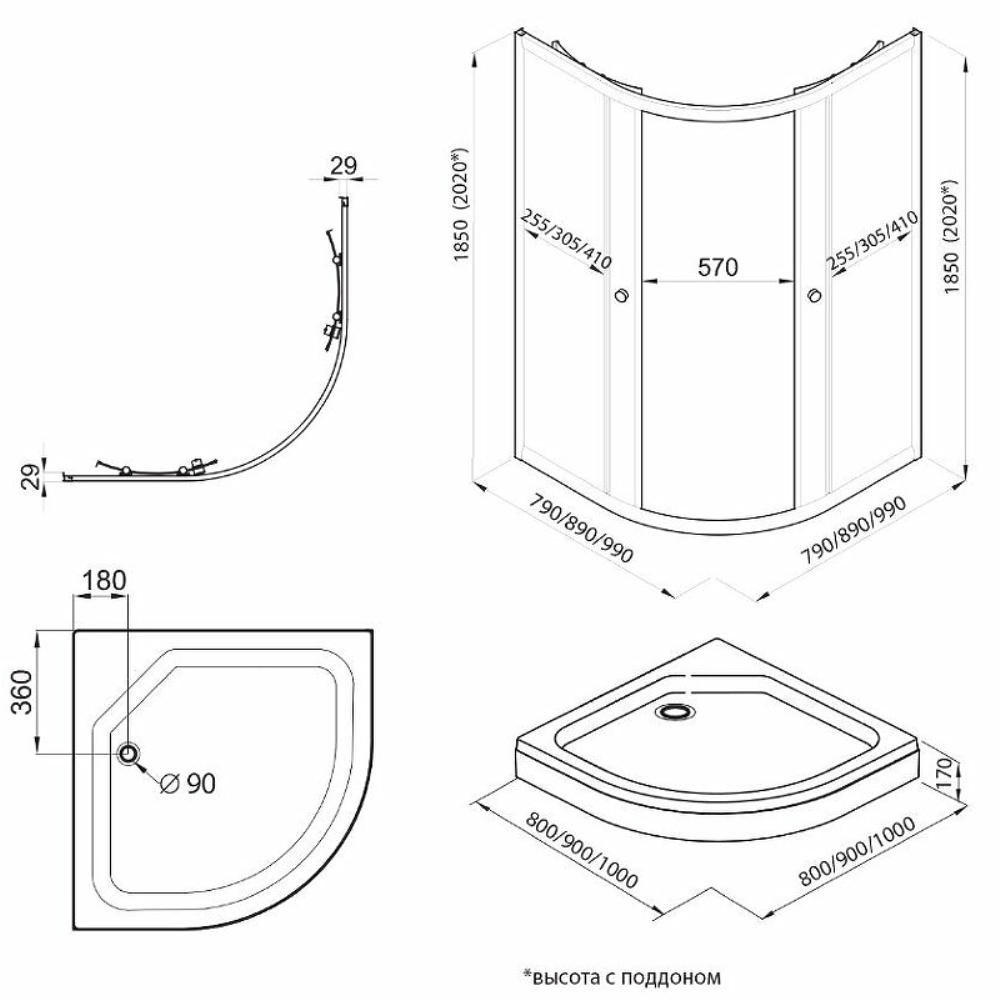 Душевой уголок Triton Альфа 90х90 Черный / Прозрачное Щ0000054223 Душевой уголок Triton Альфа 90х90 Черный / Прозрачное Щ0000054223 — изображение 4