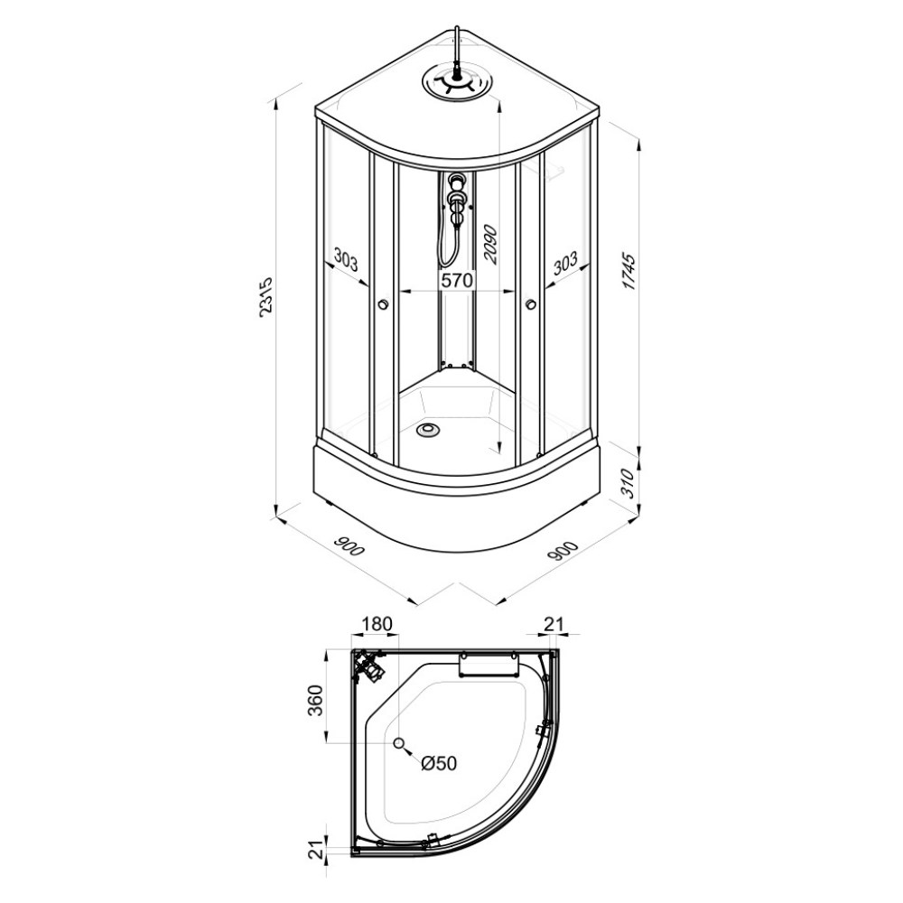Душевая кабина Triton Топ В 90х90 Черный / Прозрачное Щ0000065702 Душевая кабина Triton Топ В 90х90 Черный / Прозрачное Щ0000065702 — изображение 5