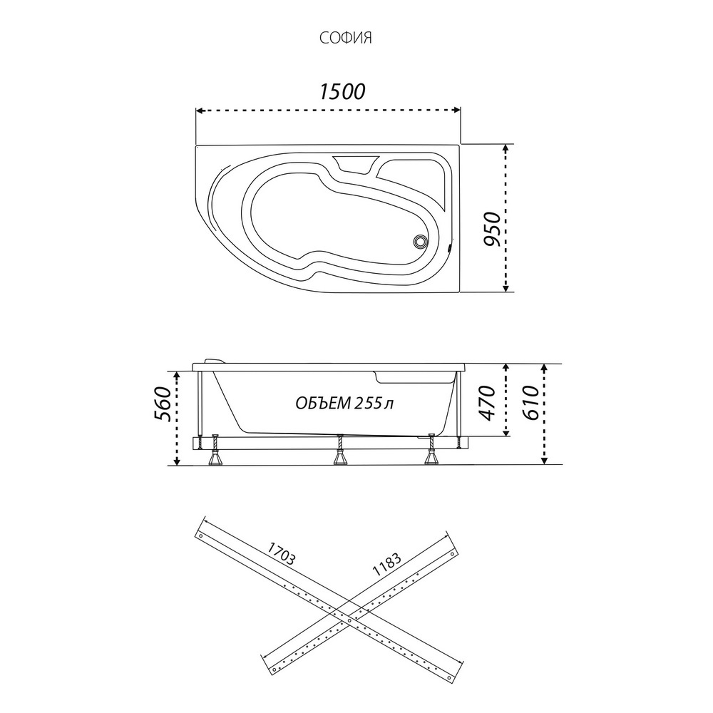 Ванна акриловая Triton София 150х95 правая Белый глянцевый Щ0000067270 Ванна акриловая Triton София 150х95 правая Белый глянцевый Щ0000067270 — изображение 5