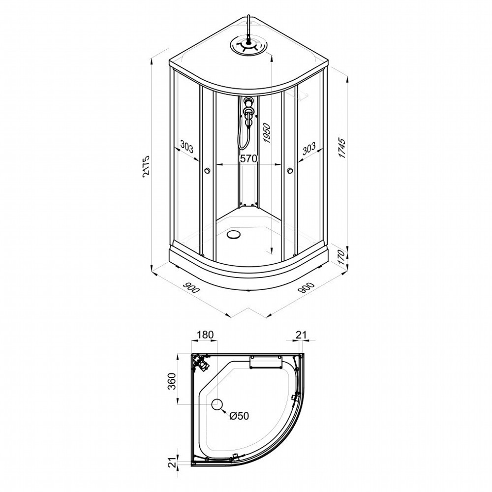 Душевая кабина Triton Грэй-Блэк А 90х90 Белый / Тонированное Щ0000067302 Душевая кабина Triton Грэй-Блэк А 90х90 Белый / Тонированное Щ0000067302 — изображение 6