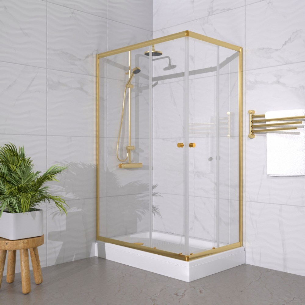Душевой уголок Triton Вента 120х80 с поддоном Золото / Прозрачное Щ0000073919 Душевой уголок Triton Вента 120х80 с поддоном Золото / Прозрачное Щ0000073919 — изображение 2