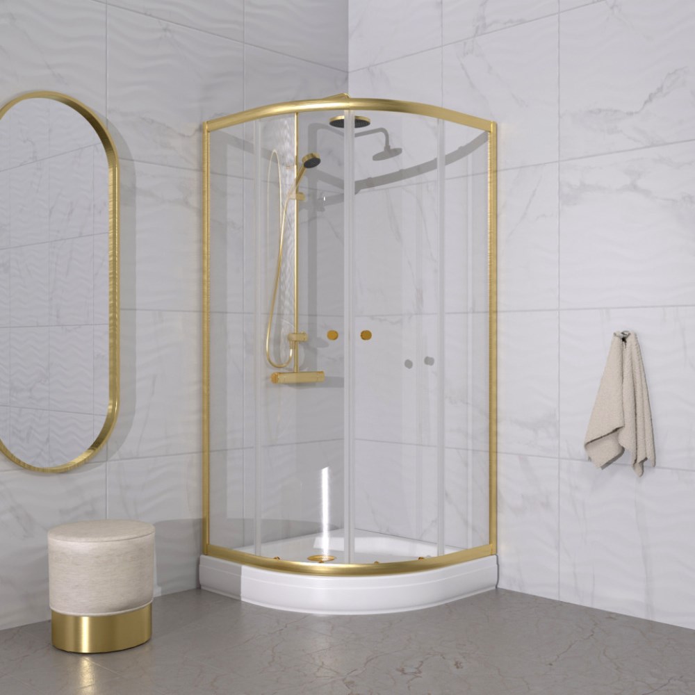 Душевой уголок Triton Альфа 90х90 с поддоном Золото / Прозрачное Щ0000073921 Душевой уголок Triton Альфа 90х90 с поддоном Золото / Прозрачное Щ0000073921 — изображение 2