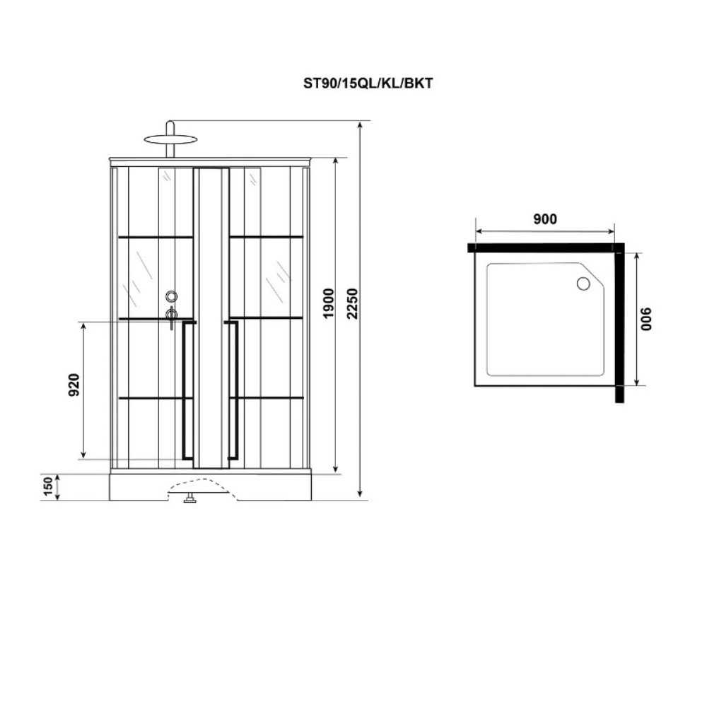Душевая кабина Niagara Standart 90х90 левая Черный / Прозрачное ST90/15QL/KL/BKT Душевая кабина Niagara Standart 90х90 левая Черный / Прозрачное ST90/15QL/KL/BKT — изображение 4