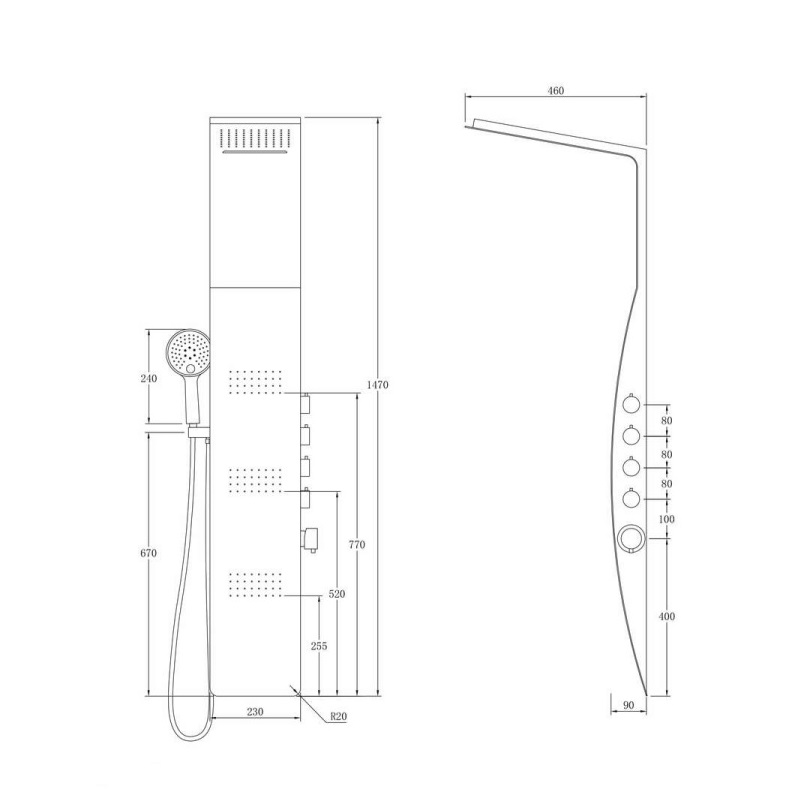 Душевая панель Taliente Amato гидромассажная Черный матовый ТА-G-A04Bb Душевая панель Taliente Amato гидромассажная Черный матовый ТА-G-A04Bb — изображение 2