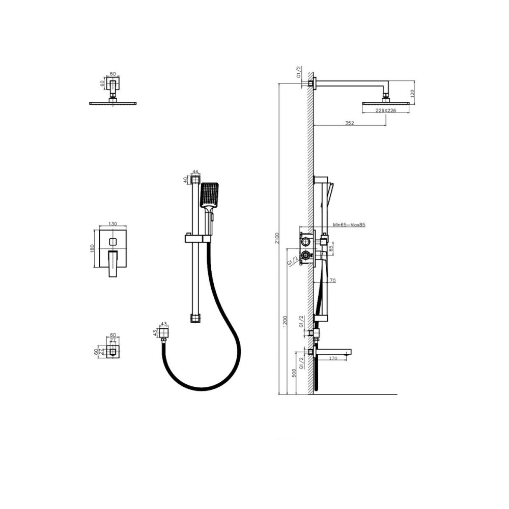 Душевая встройка Rush Thira с изливом Черный матовый TR3635-60Black Душевая встройка Rush Thira с изливом Черный матовый TR3635-60Black — изображение 7