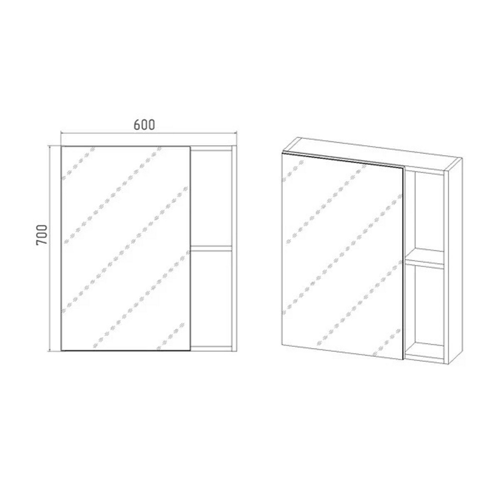 Шкаф зеркальный Viant Бостон 60 Дуб Вотан VBOS60-ZSH Шкаф зеркальный Viant Бостон 60 Дуб Вотан VBOS60-ZSH — изображение 3