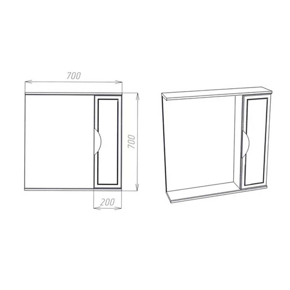 Шкаф зеркальный Viant Лима 70 Белый VLIM70-ZSH Шкаф зеркальный Viant Лима 70 Белый VLIM70-ZSH — изображение 3