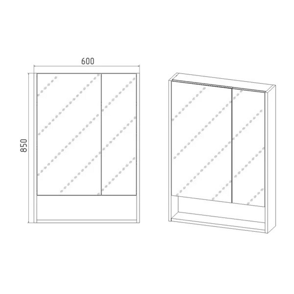 Шкаф зеркальный Viant Мальта 60 Белый / Дуб Вотан VMAL60-ZSH Шкаф зеркальный Viant Мальта 60 Белый / Дуб Вотан VMAL60-ZSH — изображение 3