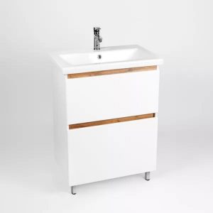 Тумба напольная Viant Мальта 60 с раковиной Como Белый / Дуб Вотан VMAL60CO-T2Y