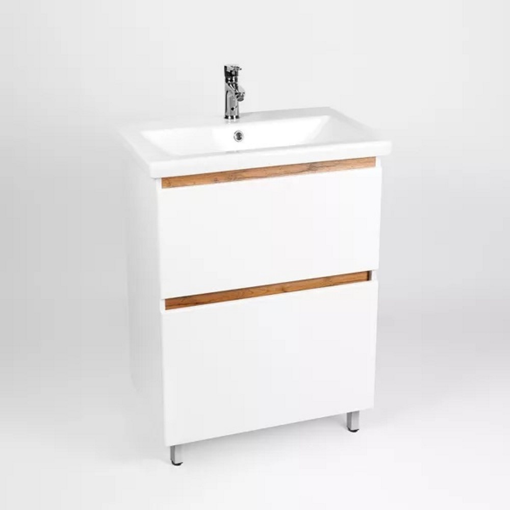 Тумба напольная Viant Мальта 60 с раковиной Como Белый / Дуб Вотан VMAL60CO-T2Y Тумба напольная Viant Мальта 60 с раковиной Como Белый / Дуб Вотан VMAL60CO-T2Y