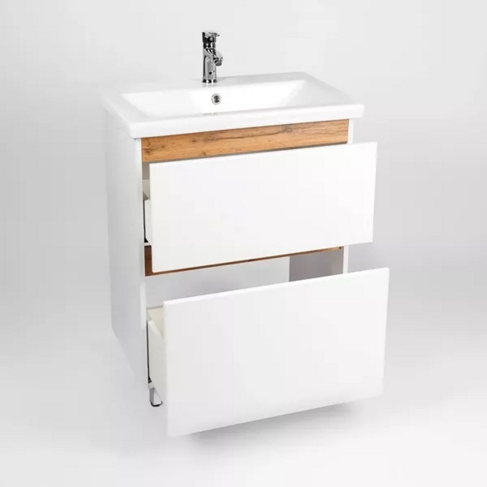 Тумба напольная Viant Мальта 60 с раковиной Como Белый / Дуб Вотан VMAL60CO-T2Y Тумба напольная Viant Мальта 60 с раковиной Como Белый / Дуб Вотан VMAL60CO-T2Y — изображение 2