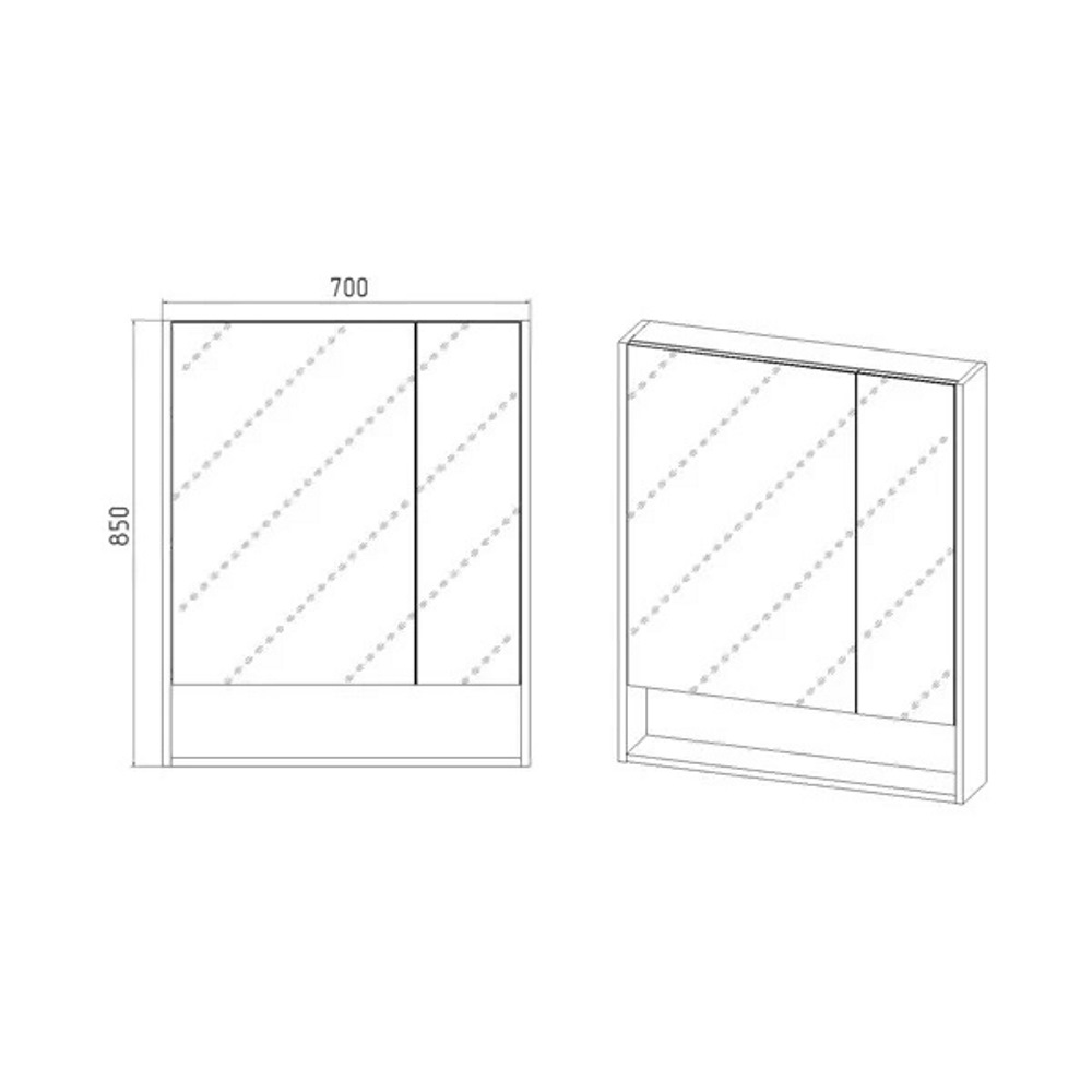 Шкаф зеркальный Viant Мальта 70 Белый / Дуб Вотан VMAL70-ZSH Шкаф зеркальный Viant Мальта 70 Белый / Дуб Вотан VMAL70-ZSH — изображение 3