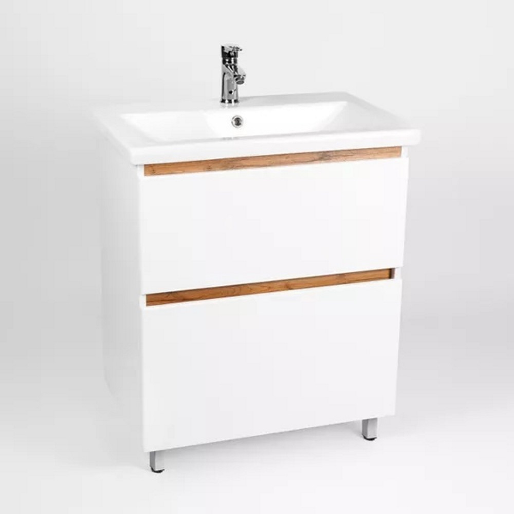 Тумба напольная Viant Мальта 80 с раковиной Como Белый / Дуб Вотан VMAL80CO-T2Y Тумба напольная Viant Мальта 80 с раковиной Como Белый / Дуб Вотан VMAL80CO-T2Y